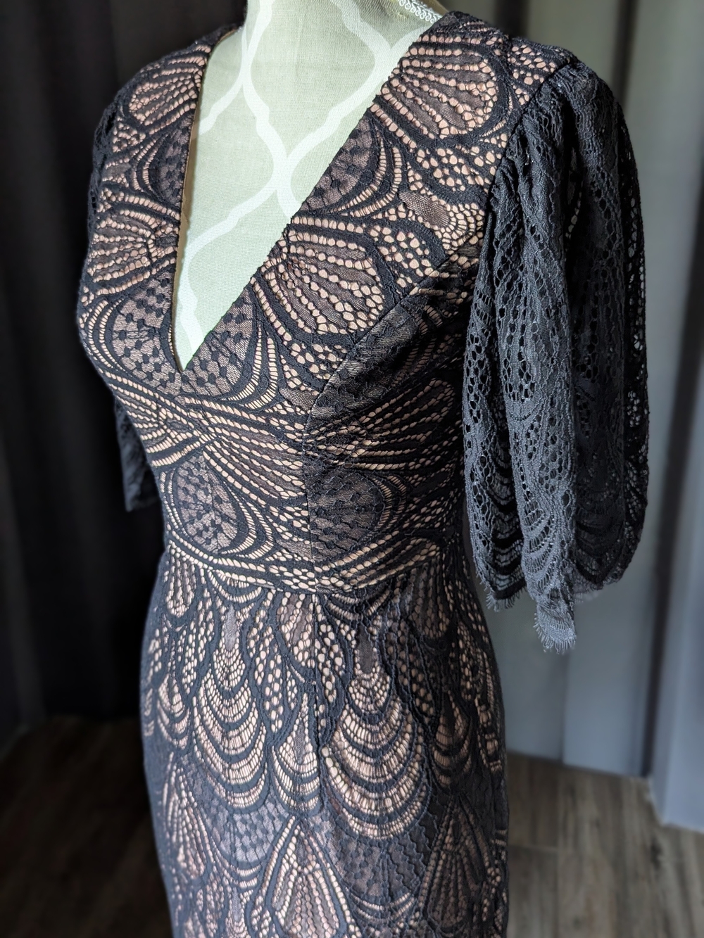 Dress the Population Blush Pink Lace Dress with Nude Lining